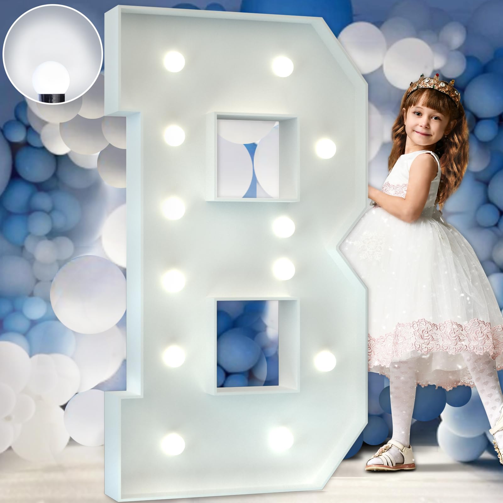 Photo 1 of Marquee Letters 4 Feet Tall Large Light Up Letters Baby Shower Decorations Wedding Engagement Happy birthday White Party Decorations Big Cardboard Backdrop B