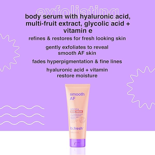 B.TAN EXFOLIATING BODY LOTION | SMOOTHING BODY SERUM – MOISTURIZING & HYDRATING, REFINES & RESTORES SKIN TEXTURE & FINE LINES, INFUSED WITH HYALURONIC ACID + VITAMIN E FOR ULTRA DRY SKIN, 8 FL OZ