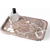 Koville Marble Tray, 12"x8" Marble Vanity Tray for Countertop Bathroom Kitchen Dresser, Decorative Catchall Trays for Perfume Jewelry, Rectangular Stone Serving Tray(Purple)