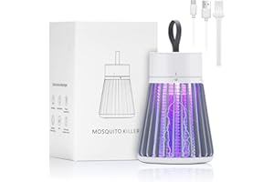 LEOFI Electric Bug Zapper for Indoors Outdoor Fly Zapper Mosquito Trap LED Fly Trap and Purple Light Portable Camp Mosquito Killer Up to 6 Hours of Battery Have Security Grid(Gray)