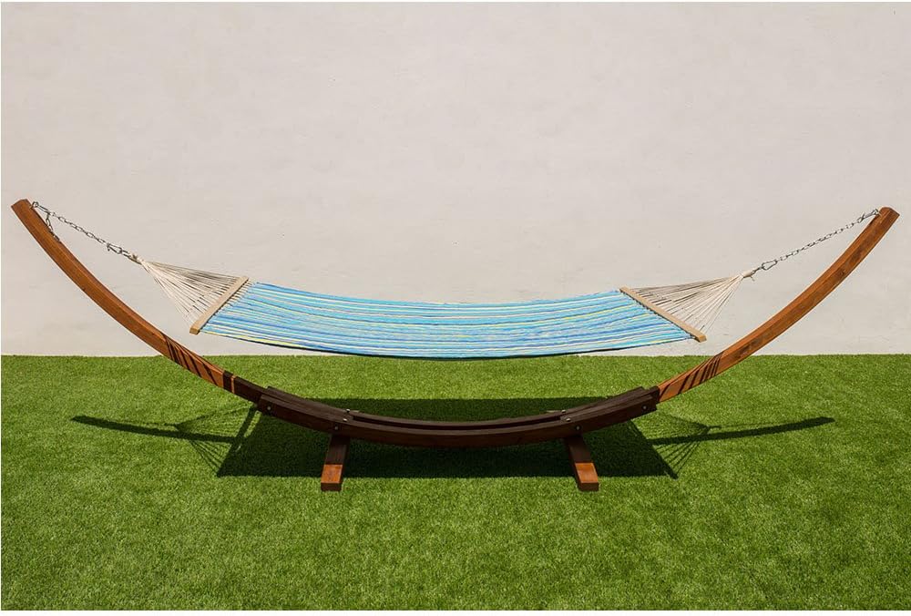 MI HAMMOCK Hammock with wooden Frame - Double hammock stand for Outdoor, Garden and Patio- Stand size:420x120x120cm|bed size:205x150cm|max load:200kg