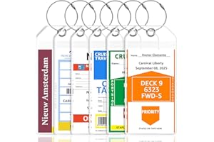6 Pack Cruise Luggage Tag Holder for Carnival, NCL, Princess, MSC Cruise Ship Essentials Must Haves in 2025-2026, Clear Plastic Cruise Travel Essentials Tags Waterproof by GOSGOON1E