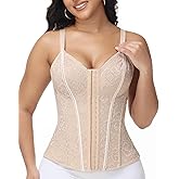 SHAPESHE Lace Waist Trainer for Women Corset Tummy Control Shapewear V Neck Lace Faja Body Shaper for Women with Back Support