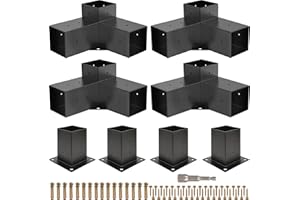 Grehitk Pergola Kit, Pergola Brackets 3-Way Right Angle Corner Bracket Woodworks DIY Post Base Kit, Wooden Beams for Gazebos Patio Pergolas Log Cabin