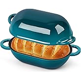 Homikit Enameled Cast Iron Dutch Oven for Bread Baking, 2.8 QT Oval Bread Oven Pot with Lid, 9.5 x 5.7 Inch Sourdough Loaf Baking Pan for Homemade Bread, Heavy Duty & Oven Safe, Dark Green