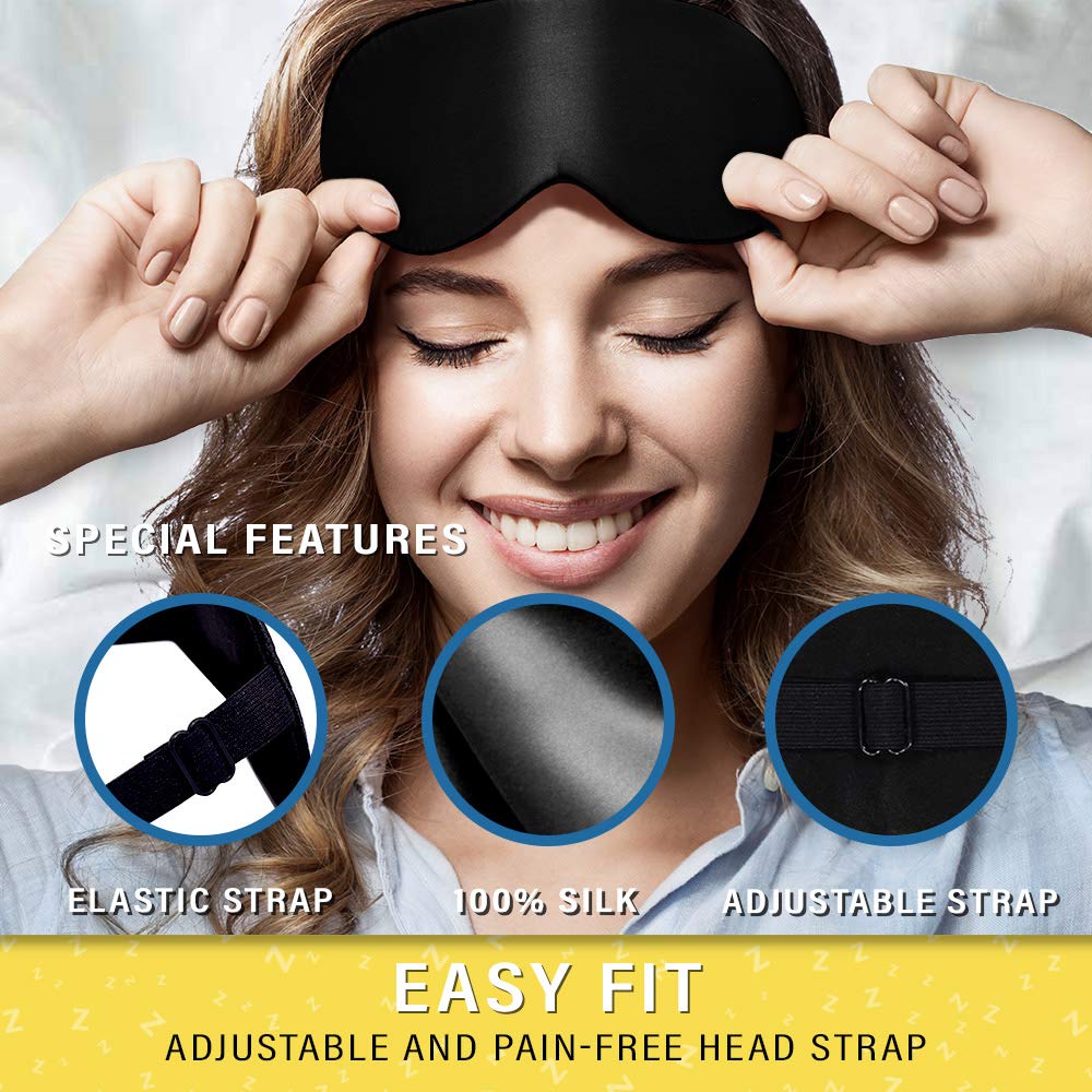 Jersey Slumber 100% Silk Sleep Mask For A Full Night's Sleep | Comfortable & Super Soft Eye Mask With Adjustable Strap | Works With Every Nap Position | Ultimate Sleeping Aid/Blindfold, Blocks Light : Beauty