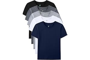 Avsead Boys T-Shirts 5 Pack,100% Cotton Jersey Short Sleeve Crew Neck Shirts for Boys School, Daily Sports Wear 4-16 Years