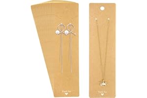 G2PLUS 100PCS Necklace Display Cards,2.16'' x 8.27'' Earring Display Cards, Kraft Paper Thank You Necklace Cards Hanging Tags, Earring Card Holders for Selling, Handmade Earrings, Jewelries Packing