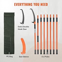 VEVOR Manual Pole Saw, 7.3-27 ft Extendable Tree