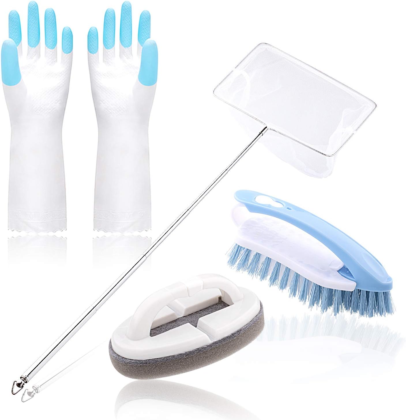 Whaline Hot Tub Accessories, Swimming Pool Cleaning Kit Maintenance Cleaning Kit Tools Including Pool Net, Scrubbing Brush