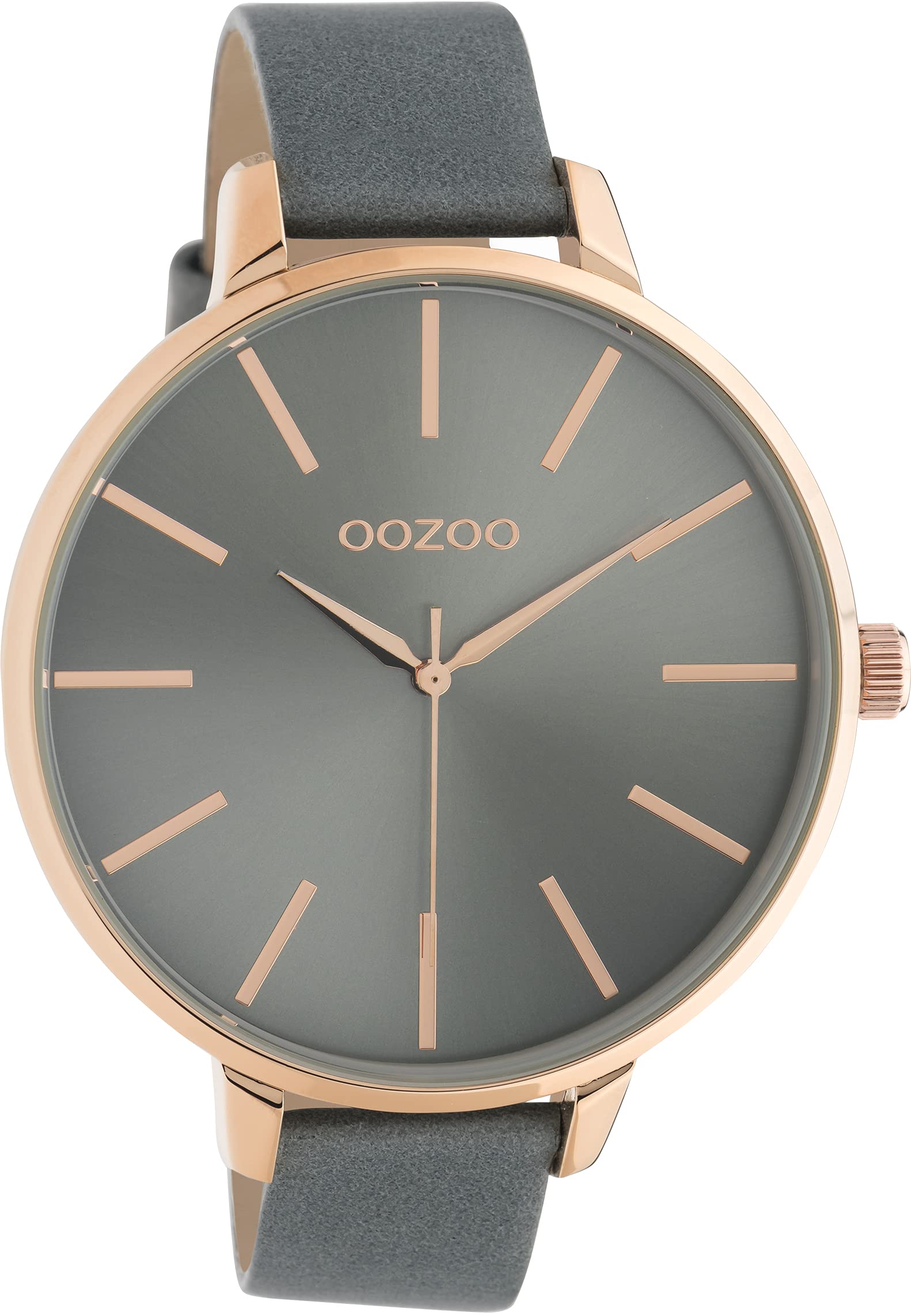 Oozoo Timepieces Women's Watch – Women's Watch – High-Quality Watch for Women – Elegant Analogue Women's Watch in Round, blue grey, extra groß, Strap.