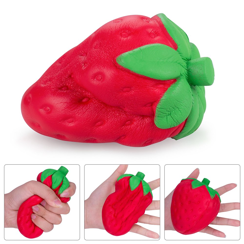 rosybeat 5PCS Squishies Pack Jumbo Scented Fruit Squishy Squeeze Toy Soft Slow Rising Squishys for girls and boys Stress Reliever Gift （Strawberry Peach Banana Ice Cream Cone Panda ）