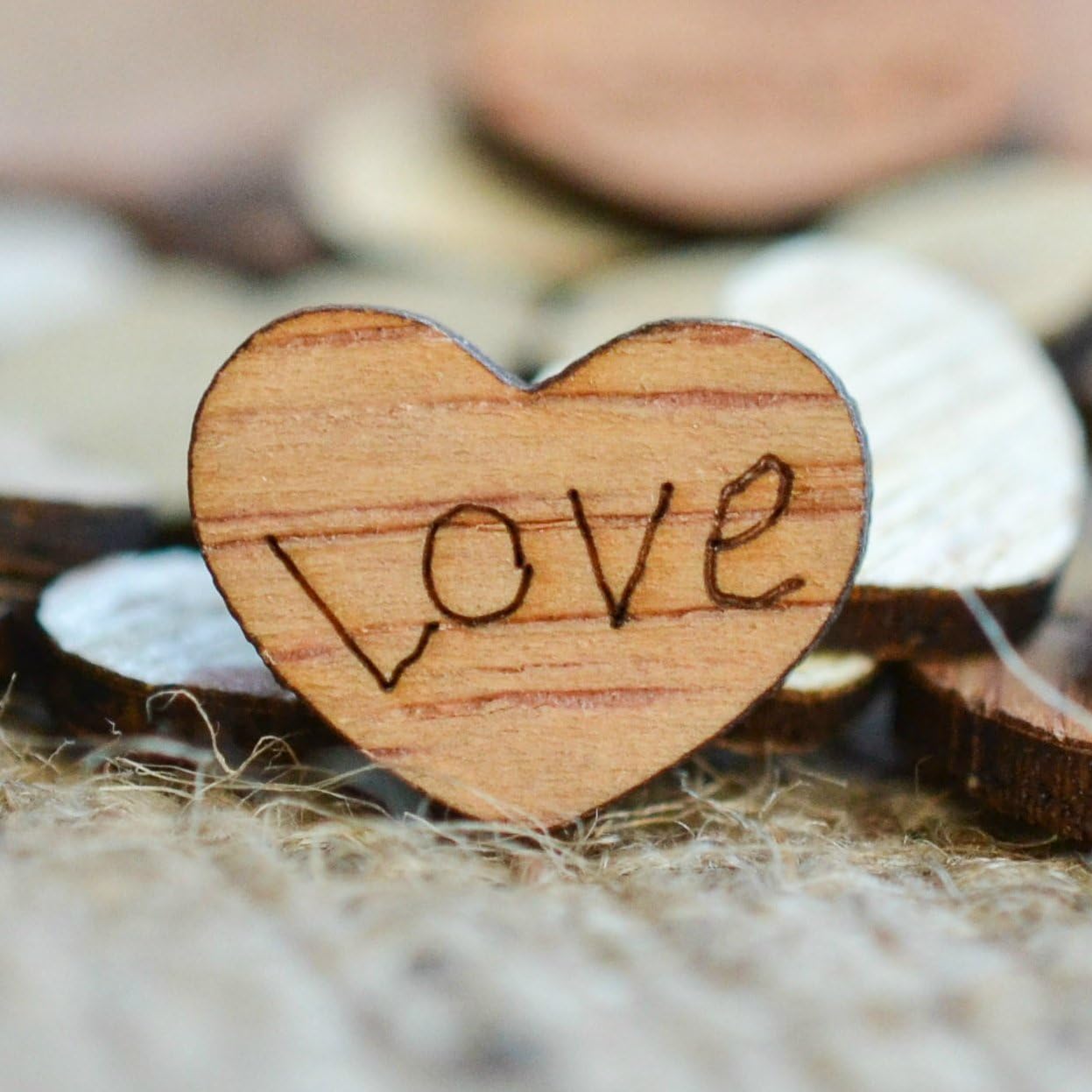 Love Wood Hearts Confetti 1/2" - Rustic Wedding Decor