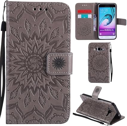 Ooboom Samsung Galaxy J3 2016 Coque Motif Tournesol Pu Cuir Flip