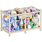 Viktorpai Stuffed Animal Storage Zoo, Wooden Toy Organizers and Storage, Large Capacity Kids Stuffy Organizer, Space Save Stable Plushies Holder Cage for Toddler Room, Bedroom, Playroom & Nursery