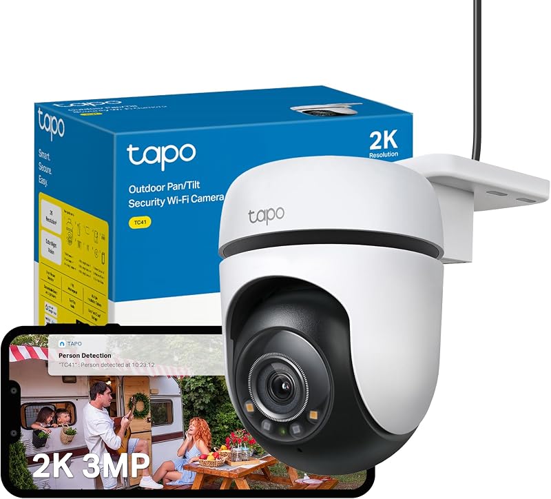 Tapo TC41 2K Outdoor Security Camera WiFi Pan Tilt Person Detection Color Night
