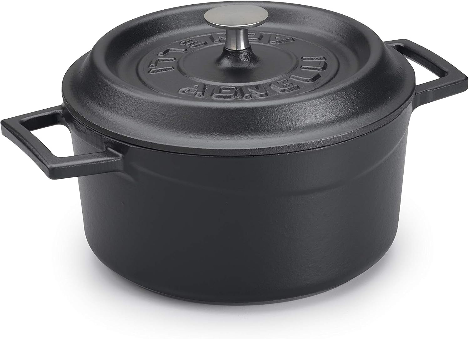 Pentole Agnelli COGHSRP10420M Saucepan with Handles and Lid, Cast Iron, Matt Black, 2.6 L, 2.6 Litres