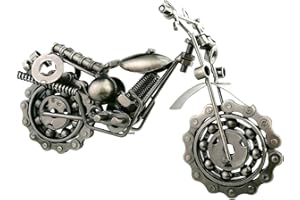 Winterworm Creative Retro Iron Art Motorcycle Model Metal Moto Collection Simple Modern Home Decor Ornaments for Motorcycle Lovers Christmas Birthday Gifts (Silver)