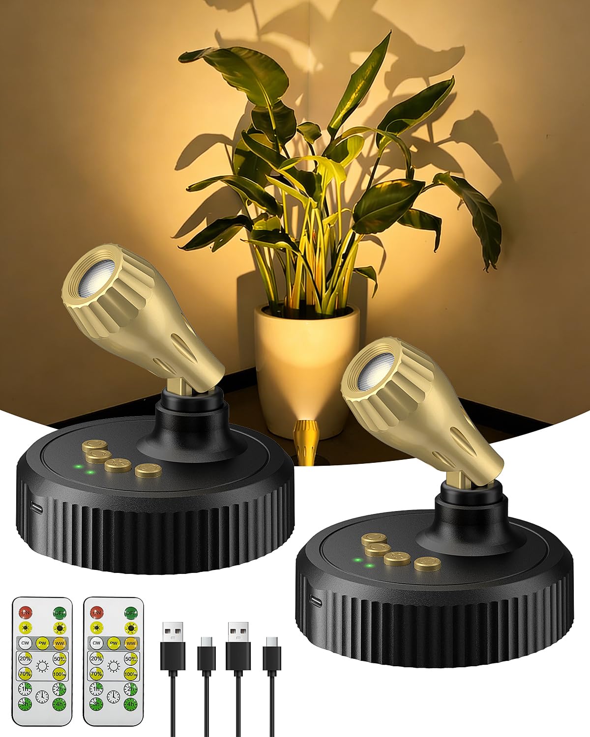 Photo 1 of Floarligso LED Spotlight Indoor with Remote | 6500mAh Rechargeable Battery Wireless Plant Light Indoor - Uplights with Timer & Remote Dimmable - Easy Install for Home Decor, Artwork, Plants