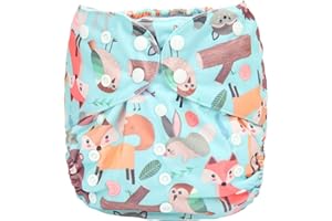 SIGZAGOR 2 to 7 Years Old Junior Big Cloth Diaper Pocket Reusable Washable Baby Kids Toddler (Fox Rabbit)