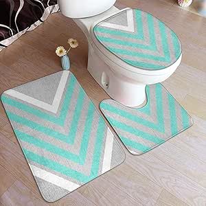 Cojín de baño de Rayas Verdes, Blancas y Grises Alfombrilla