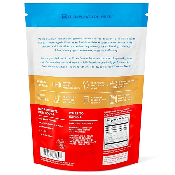 EQUIP FOODS PRIME PROTEIN POWDER | CLEAN, GRASS FED BEEF PROTEIN POWDER, CARNIVORE PROTEIN ISOLATE | PALEO, KETO FRIENDLY, GLUTEN & DAIRY FREE, HELPS BUILD & REPAIR TISSUE| 30 SERVINGS, SALTED CARAMEL