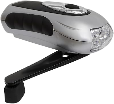Sealey AK3305 3 LED Wind Up Rechargeable Torch Silver Dual Brightness