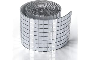 Art3dwallpanels Self-Adhesive 1888 Pieces Glass Mirror Mosaic Tiles Small Square Mirror Tiles Sticker for DIY Craft Decoration, Disco Ball Mirror Tiles for Party (Silver)