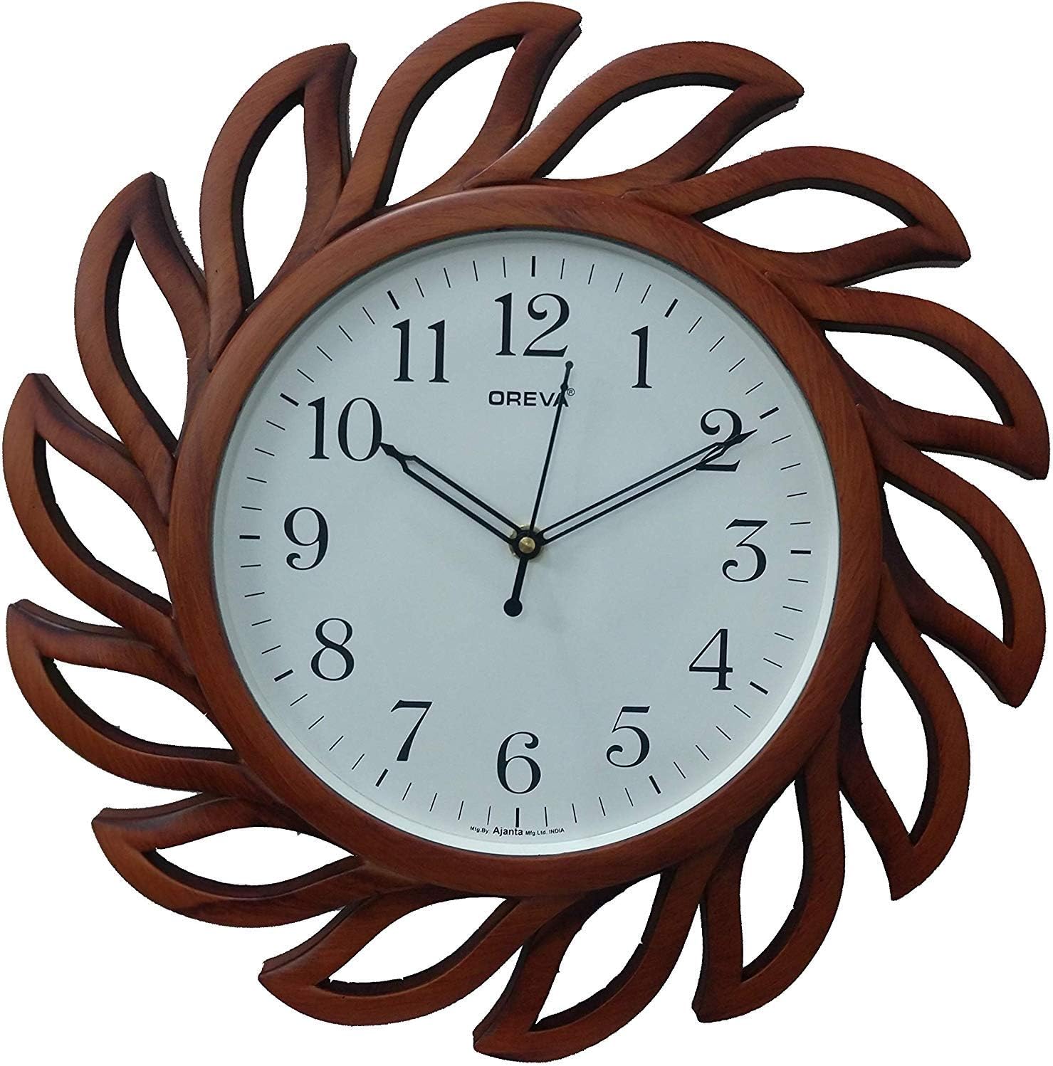 Buy Oreva Plastic Wooden Look Designer Silent Wall Clock (35.8 x 35.8 x