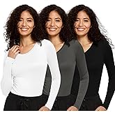 COZYFIT 3 Pack Underscrub Long Sleeve Women - Undershirts for Women Soft Fabric