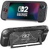 Dockable Hard Case for Nintendo Switch 2, FUNDIARY Heavy Duty Protective Case Protector for Switch 2 Accessories Games and Grips Controller - Black Mecha