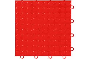 INCSTORES FlooringInc's Nitro 12"x12" Snap-Together Garage Flooring Tiles, Non-Slip Interlocking Plastic Floor Mat, Coin Pattern, Victory Red, 1 Tile, 1 Sq/Ft