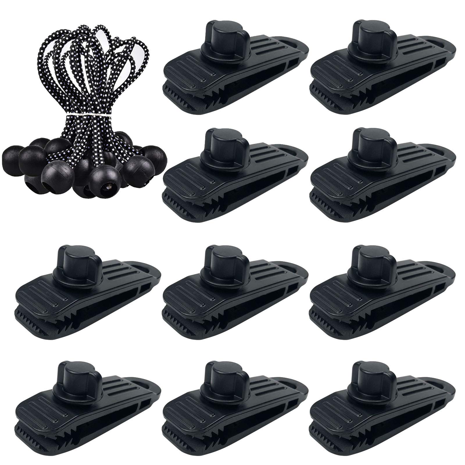 HengLiSam Tarp Clips, Heavy Duty Lock Grip, Clamps Withstand 60mph Strong Wind Fit for Awnings, Outdoor Camping, Caravan Canopies, Car Covers, Swimming Pool Covers (10+10 pcs)