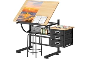 sogesfurniture Multi-Function Folding Drawing Desk, Angle Adjustable Drawing Table Drawing Desk Tiltable Tabletop Craft Stati