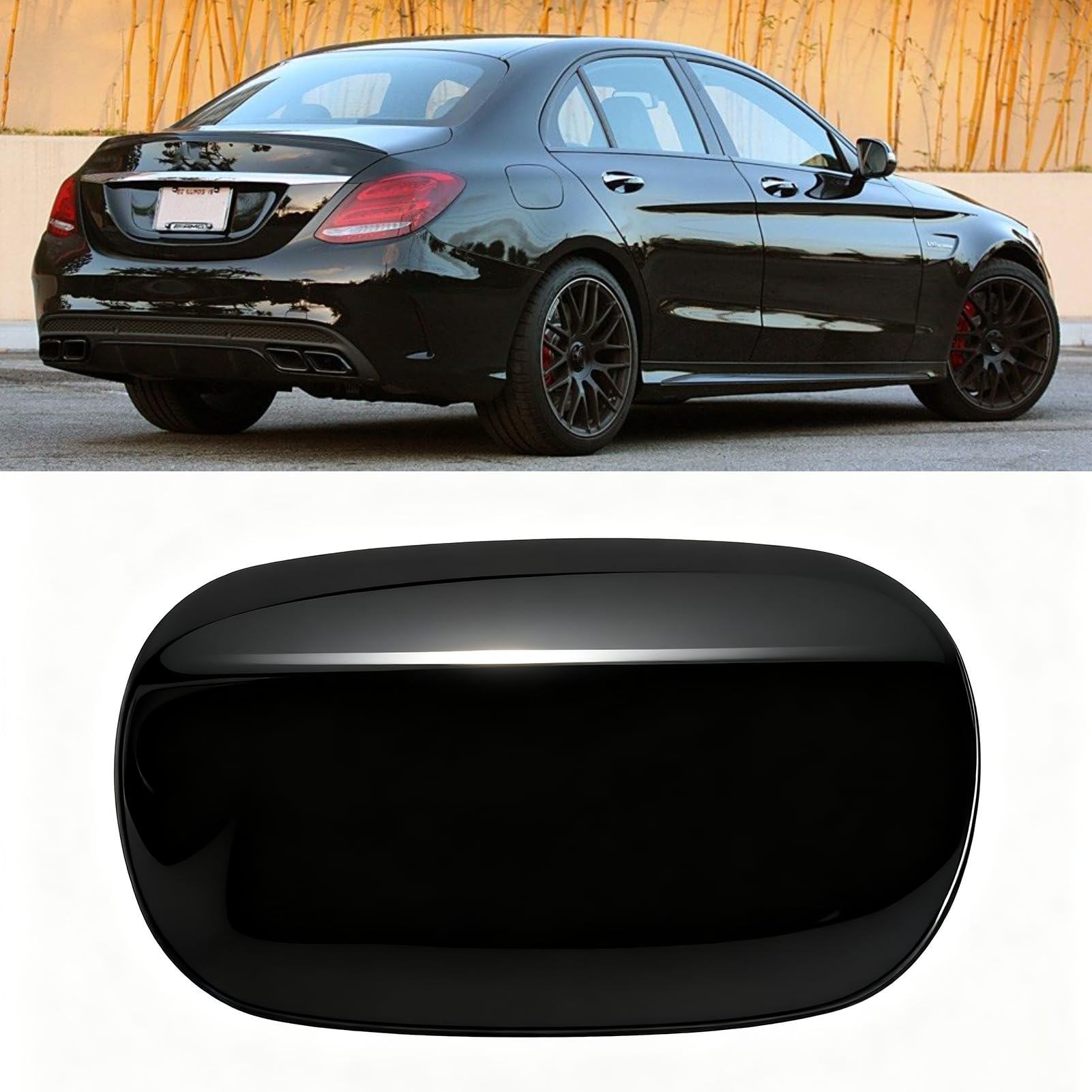 Photo 1 of TTCR-II Compatible with Mercedes Benz C Class W 205 Fuel Tank Cover 2015-2021, Fuel Pump Access Closing Cover for Mercedes Benz C250 C300 C350 C400 C450 C43 C63 2015-2021 Piano Black Painted