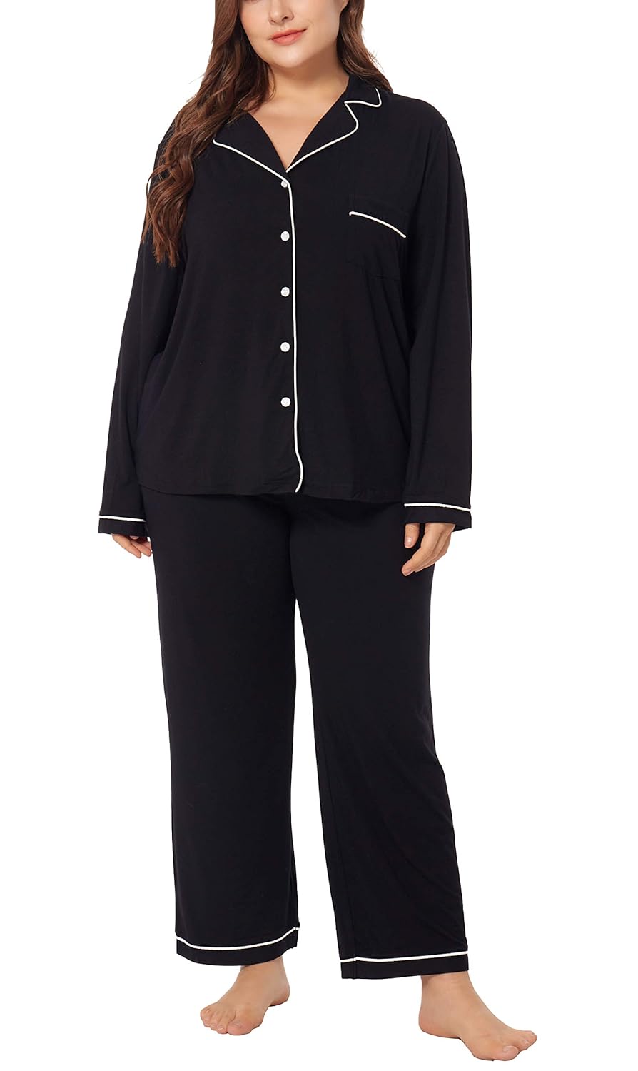 Buy ZERDOCEAN Women's Plus Size Pajamas Set Soft Sleepwear Long Sleeve