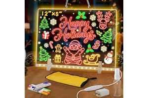 KYCLUMS Lumiboard LED Drawing Board, LED Note Board, Acrylic Dry Erase Glowboard with 4 Modes & 7 Colors Light, Include Adapter, Led Doodle Board for Kids, Halloween or Christmas Decorations (Small)