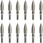 JJZS 12 Pack Field Points 5/16" Stainless Steel Screw in Archery Tips | 100/125/150 Grain, Heat Treated, for Compound Recurve Crossbow Target Practice