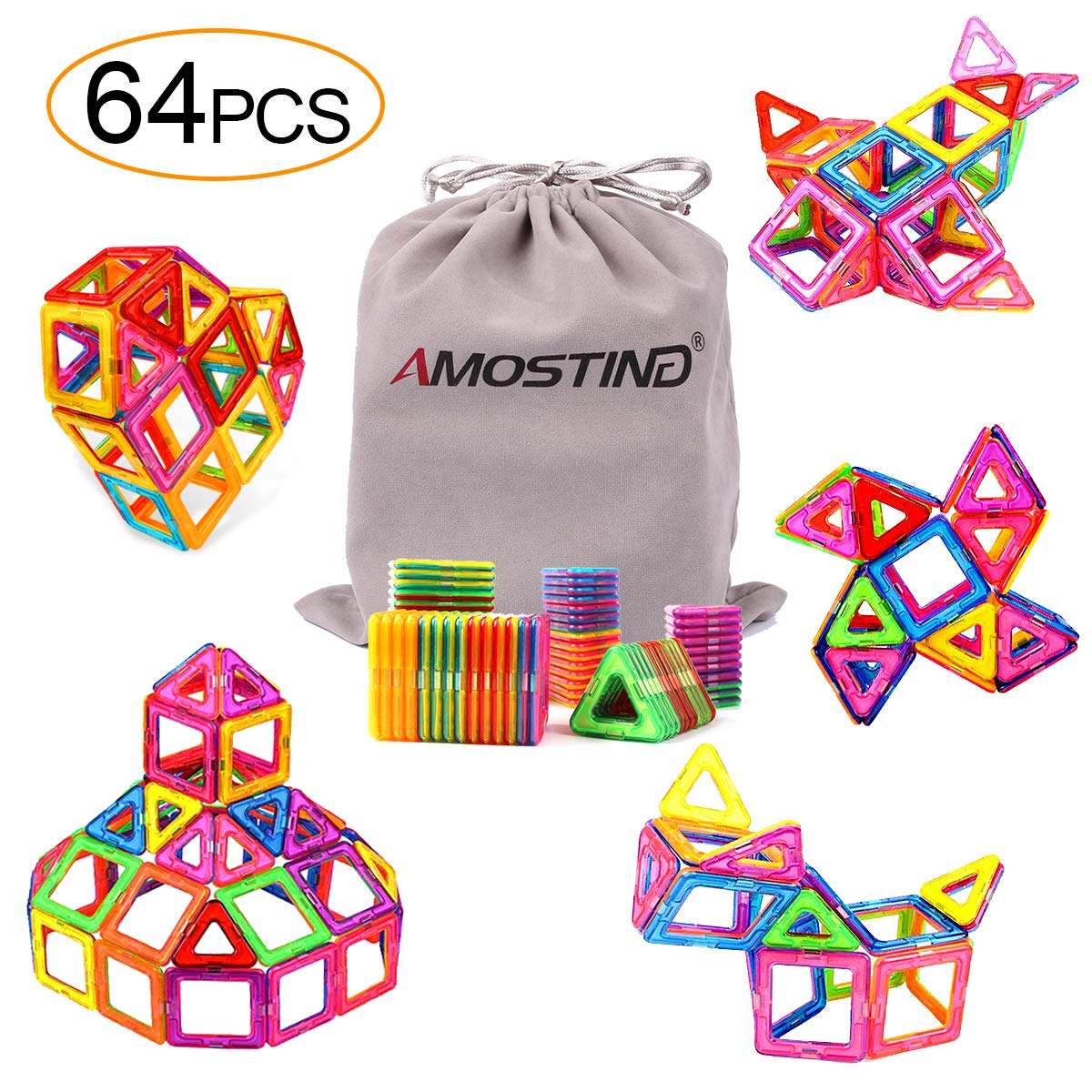 AMOSTING Blocks for Kids, Tiles Building Blocks Set