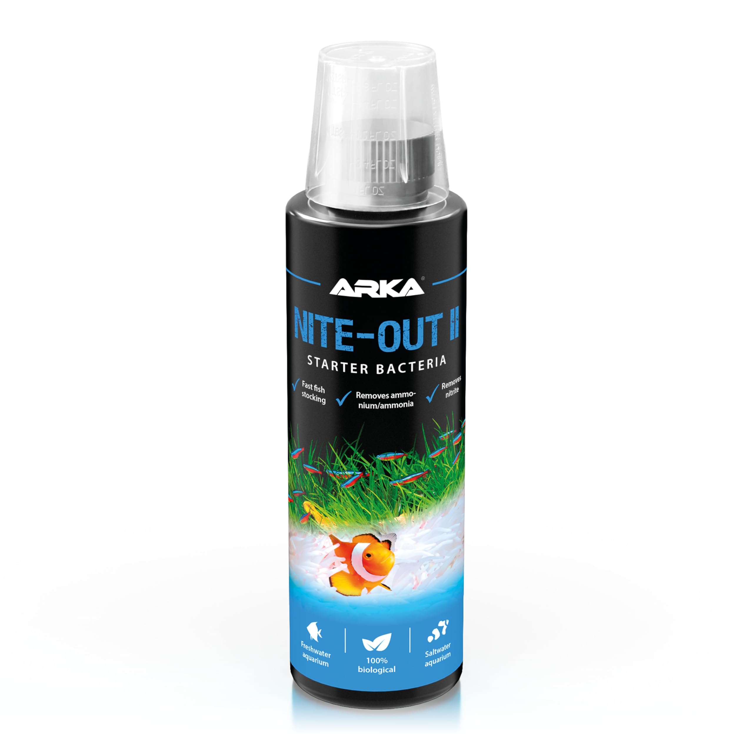 Starter bacteria aquarium 236 ml – safe start for medium tanks & fish stocking – supports biological filtration & stable water – reduces ammonia & nitrite naturally – ARKA Nite-Out II