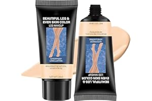 2 Pcs Leg Makeup Waterproof No Transfer, Full Coverage Body Concealer, Long Lasting Leg and Body Scar Tattoo Cover Up, Even S