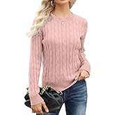 Esobo Women's Classic-fit Lightweight Cable Long Sleeve Mockneck Loose Casual Sweater Jumpers