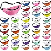 Saintrygo 40 Neon Fanny Packs Bulk, 80s Party Waist Bag Adjustable Colorful Oxford Cloth Fashionable Fanny Bags for Women Men Travel Running Outdoor (Bright Color)