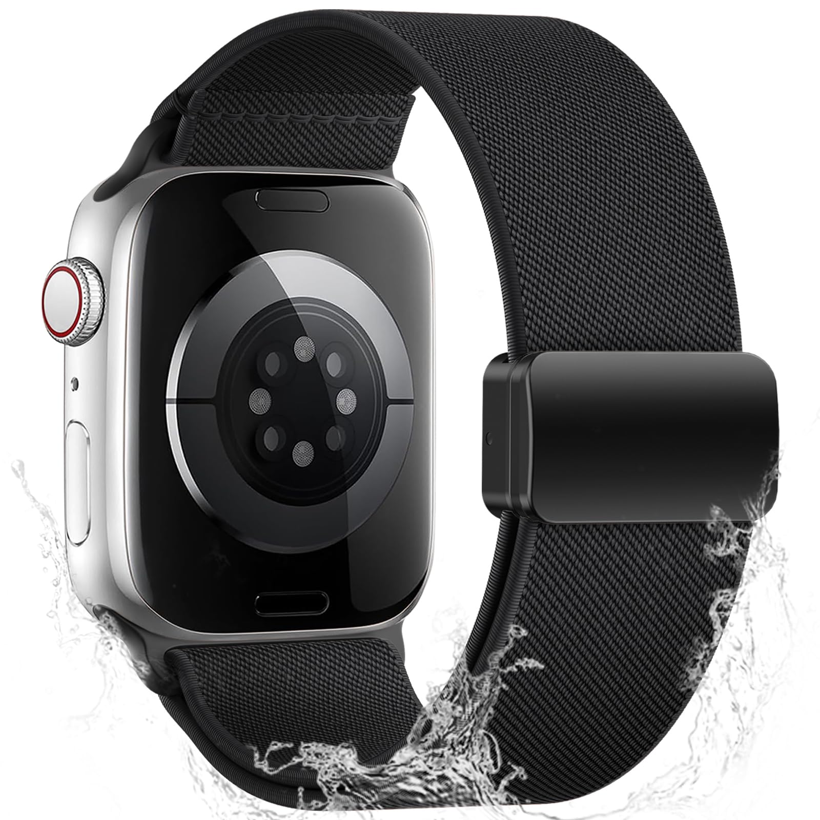 Stretchy Nylon Band Compatible with Apple Watch Bands for Men Women 44mm 45mm 42mm 46mm 49mm 40mm 38mm 41mm, Magnetic Clasp Waterproof Soft Elastic Sport Strap for iWatch Series 11 10 9 8-1 Ultra 3 SE