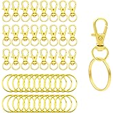 Swivel Snap Hooks with Split Key Rings Premium Metal Silver Lobster Claw Trigger Clasps for Keychain Clip Lanyard Bag Purse Tag Jewelry Making Crafts