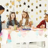 Udewo 52 Feet Reflective Star Paper Garland Gold 4 Pack 13ft Each Banner view 4