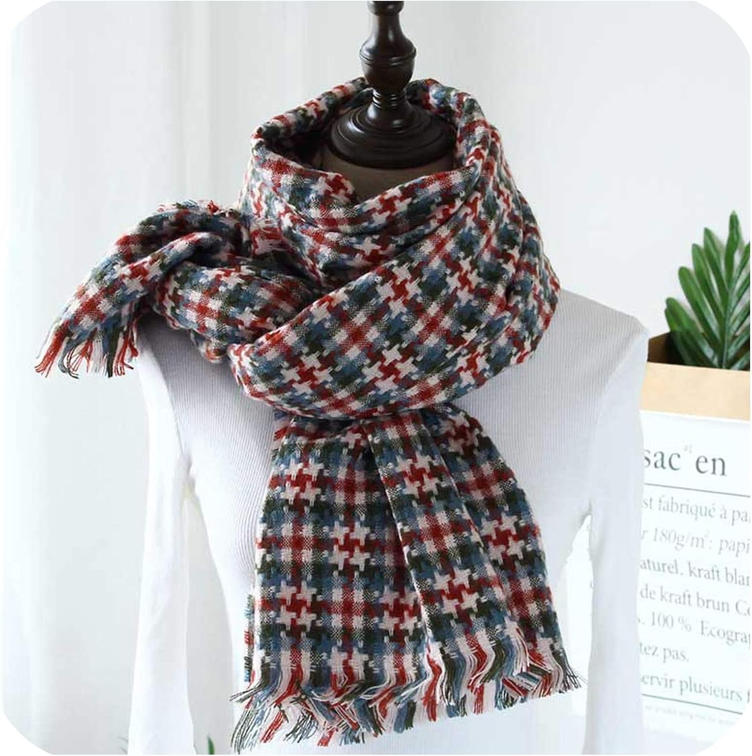 Plaid Cashmere Scarf Women Winter Thick Warm Long Pashmina Shawls Neck Bandana Ladies Wraps 