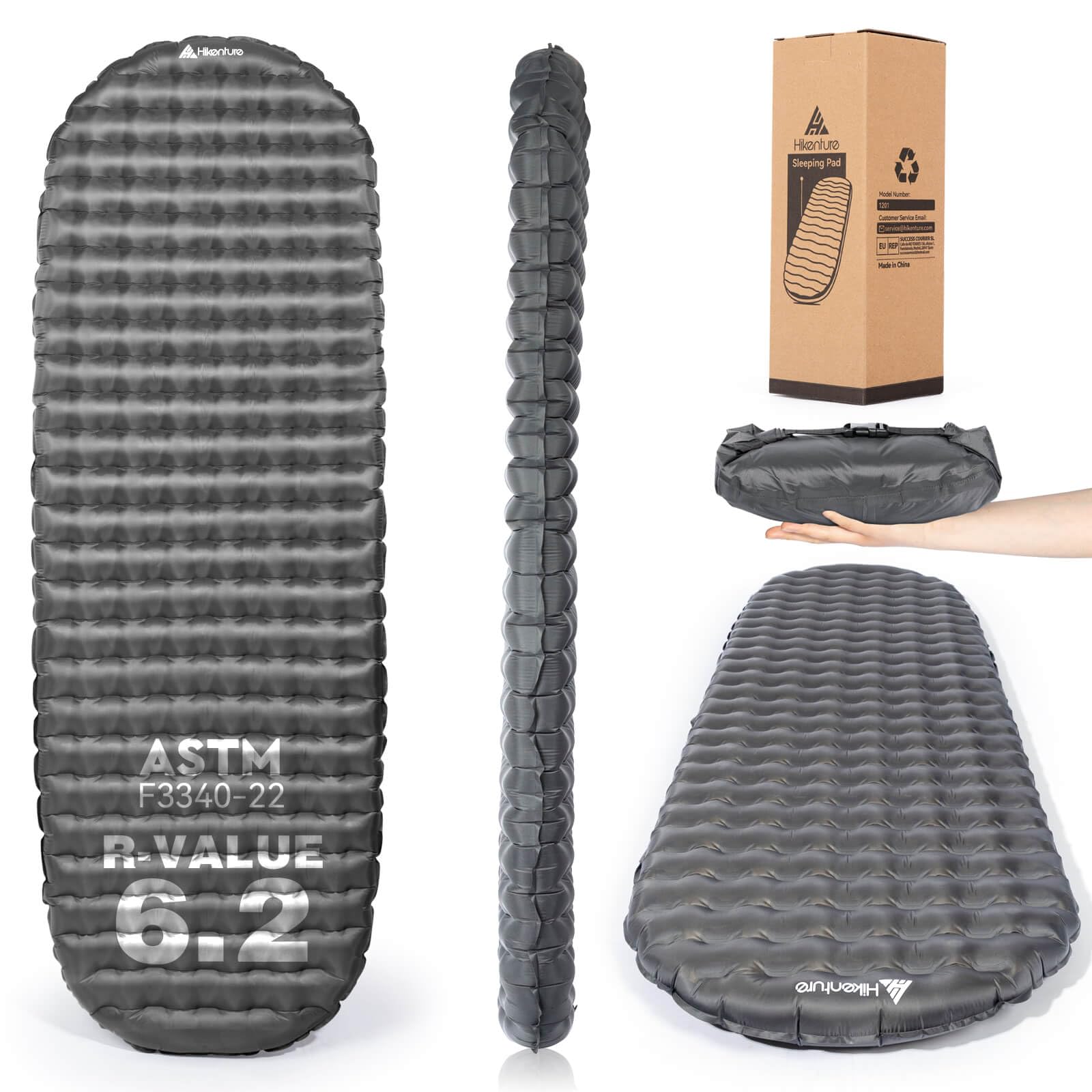 Photo 1 of Hikenture Camping Sleeping Pad with 6.2 R-Value, Ultralight Camp Mattress for All Season, Inflatable & Insulated Sleeping Mat for Backpacking,Hiking,Tent,Outdoor(1201-B1)