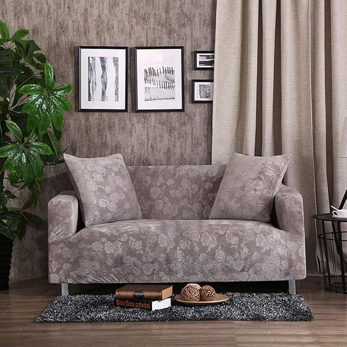 Velvet Sofa Cover,High Stretch 3 Cushion Couch Elastic