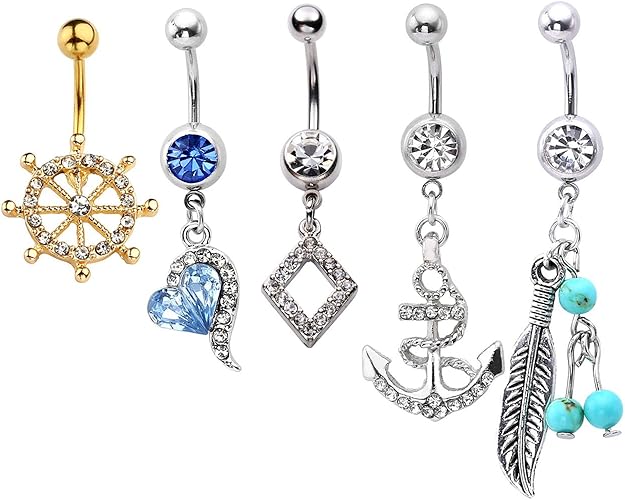 Amazon Piercingj 14ｇ 1 6mm へそピアス へそピ 腹リング 316lサージカルステンレス ボディーピアス レディースジュエリー ５と６個セット売り アクセサリーケースを提供 タイプ１ ボディピアス 通販